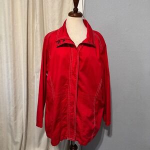 Activology Women Athletic Red Full Zip Jacket Contrasting Stitching Sz 1X Cotton